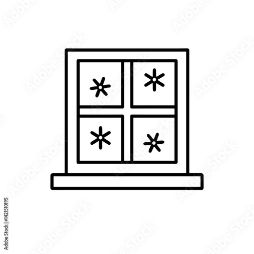 Snowflakes on Festive Window Design  
