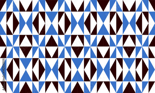abstract triangle geometric blue and black background patch work seamless repeat style, replete image design for fabric printing