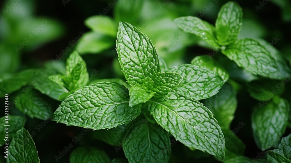 Close-up view of fresh vibrant mint leaves Close-up view of fresh vibrant mint leaves