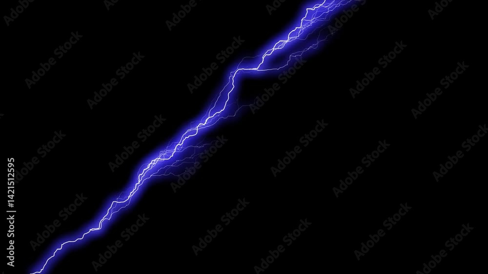 Electric vertical lightning bolt striking animation on black background Electric vertical lightning bolt striking animation on black background