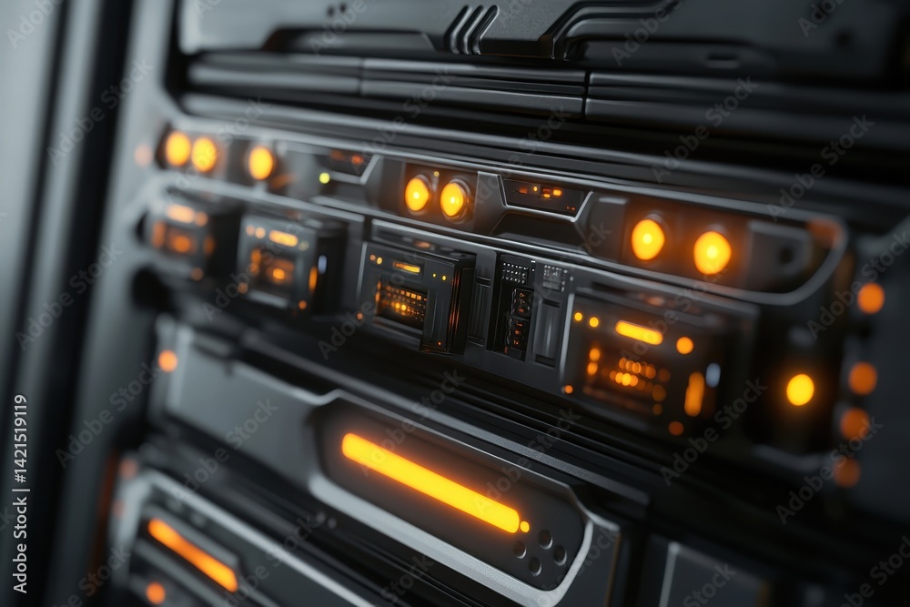 Dark hi-tech panel with orange lights and detailed metallic design. Perfect background for futuristic themes, interfaces, and sci-fi projects. Dark hi-tech panel with orange lights and detailed metallic design. Perfect background for futuristic themes, interfaces, and sci-fi projects.
