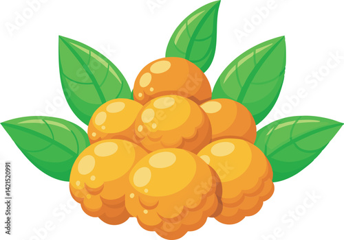 A vibrant vector art illustration of a delicious cloudberry, showcasing rich colors and detailed textures, perfect for food-themed designs.