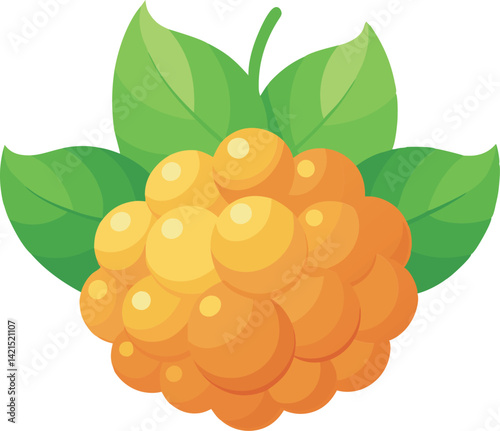 A vibrant vector art illustration of a delicious cloudberry, showcasing rich colors and detailed textures, perfect for food-themed designs.