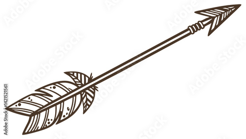 Detailed vintage bronze arrow with fletching and a sharp point, symbolizing ancient craftsmanship and precision.