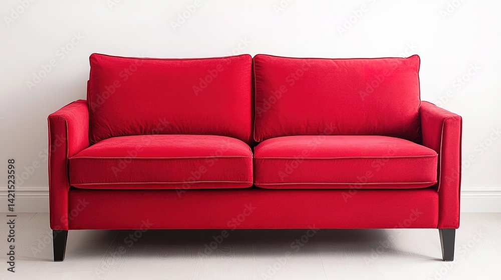 Fototapeta premium Contemporary red sofa in bright modern living room gigapixel quality spacious design for home decor inspiration
