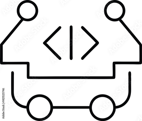 code deployment line art vector icon.
