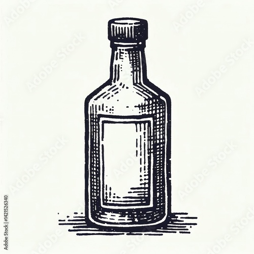 Bottle sketch in black and white, product mockup and design element