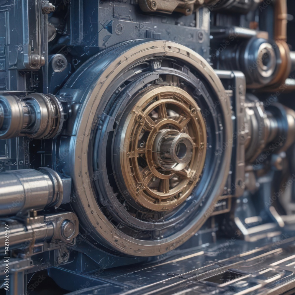 Fototapeta premium Stylized blueprint effect on a close-up image of intricate machinery , white, technology, vector