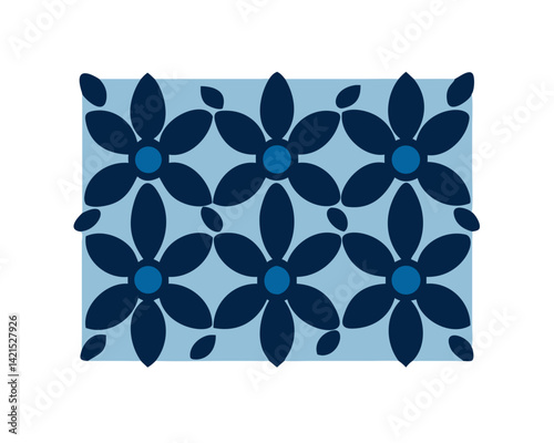 Floral Pattern with Blue Flowers on Light Background  