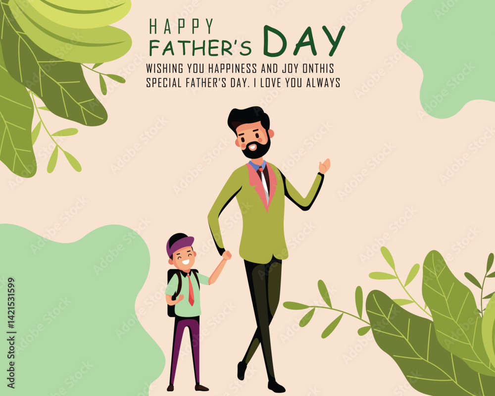 Obraz premium Happy father's day vector illustration template for social media poster and banner, happy father day banner, happy father day template, happy father day editable file