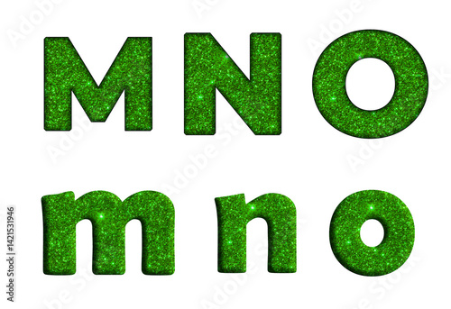 Green glitter Bling texture Foil font  M, N, O  Alphabet letter text typography font  copy.png
