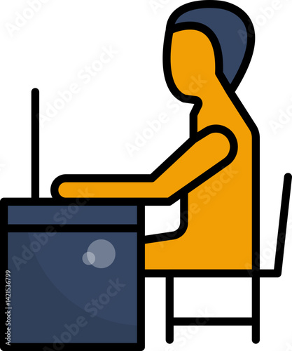 Job at Home Icon with Desk and Chair