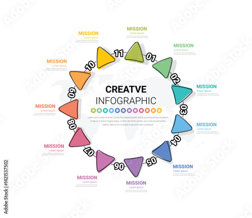 Template for cycle diagram, graph, presentation and round chart. Business concept with 11 equal options, parts, steps or processes.