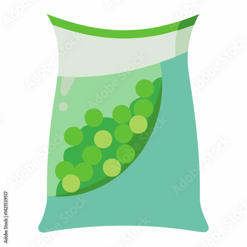 Plastic bag with frozen peas vector on white background.