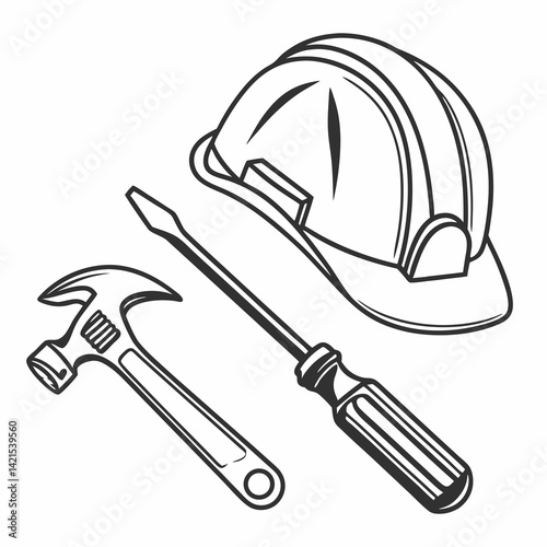 Labor Day Tools Silhouette – Minimalist Line Art