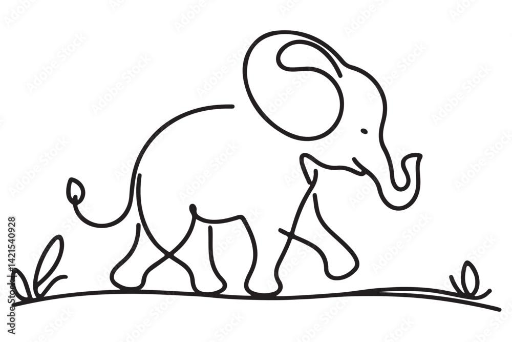 Minimalist Elephant Line Art Illustration Perfect for Children's Designs Minimalist Elephant Line Art Illustration Perfect for Children's Designs
