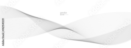 Vector abstract background with wave of flowing particles, smoke flowing light grey design, smooth and soft relaxing image.
