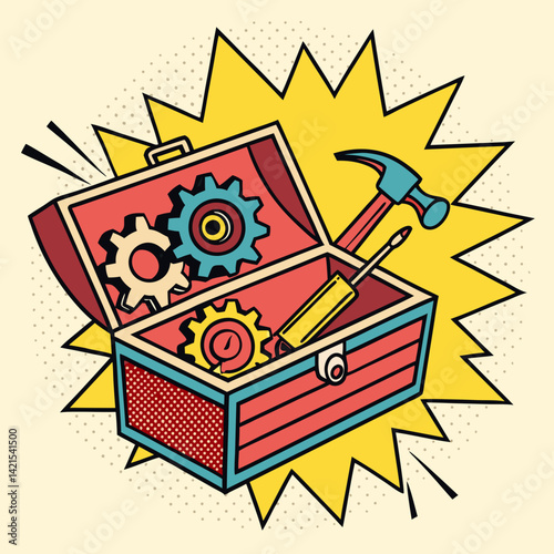 Toolbox and Gears – Pop Art Styles