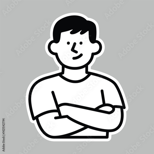 Person with crossed arms illustration, symbolizing confidence, determination, and assertiveness. Represents leadership, self-assurance, and empowerment