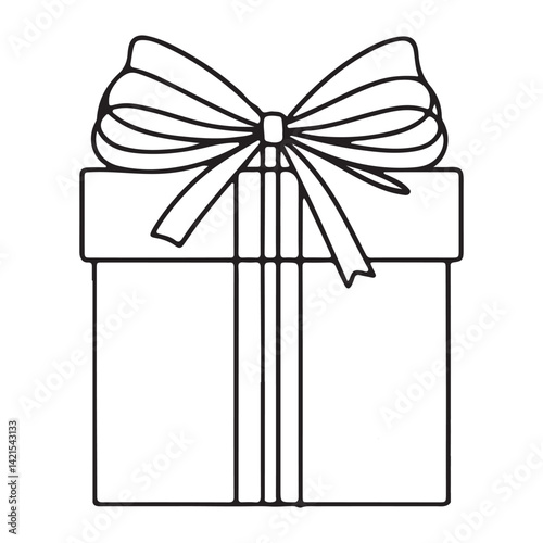 Beautiful Gift Box With Ribbon Single Line Art Drawing