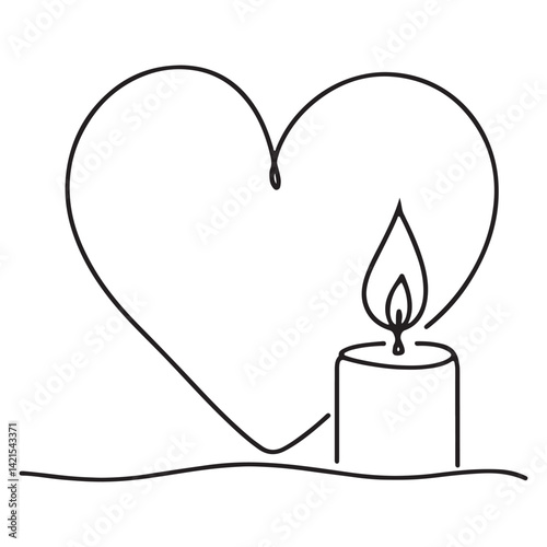 Heart and Candle Silhouette Vector Symbol of Love and Remembrance