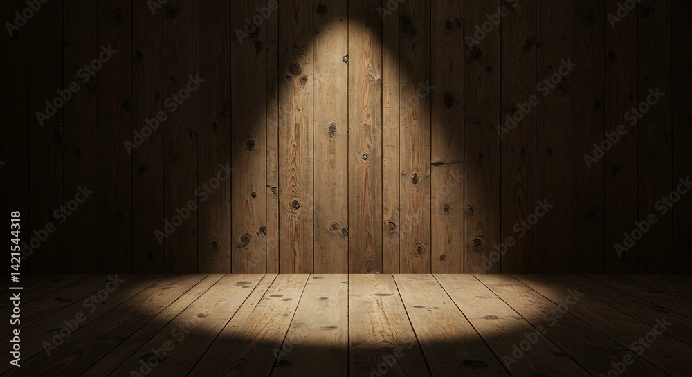 Spotlight on empty wood room. Spotlight on empty wood room.