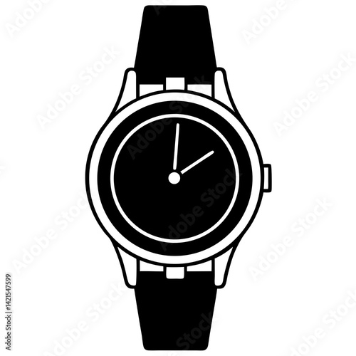 wactch vector silhouette on white background