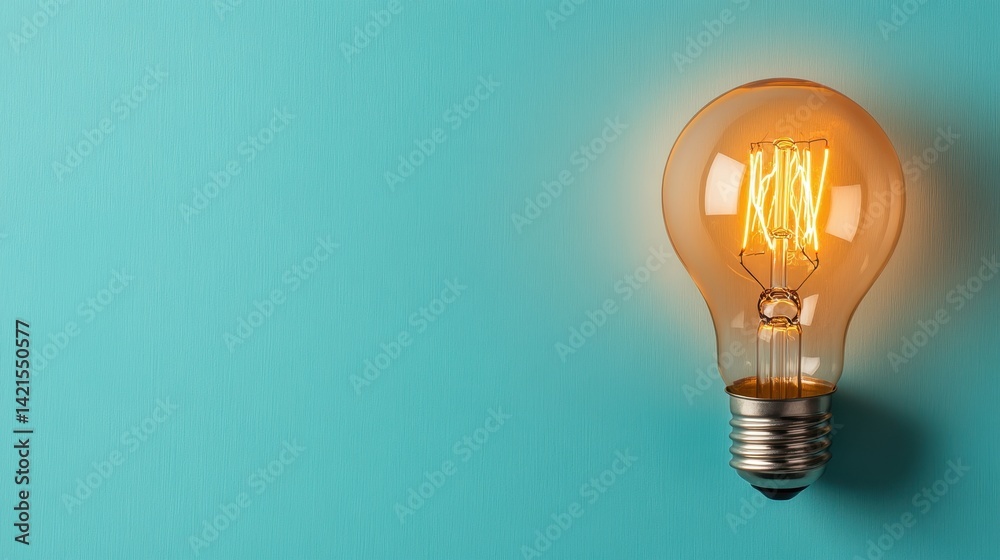 An elegant light bulb shines against a soft aqua background, embodying creative design and modern aesthetics that enhance any contemporary space. An elegant light bulb shines against a soft aqua background, embodying creative design and modern aesthetics that enhance any contemporary space.