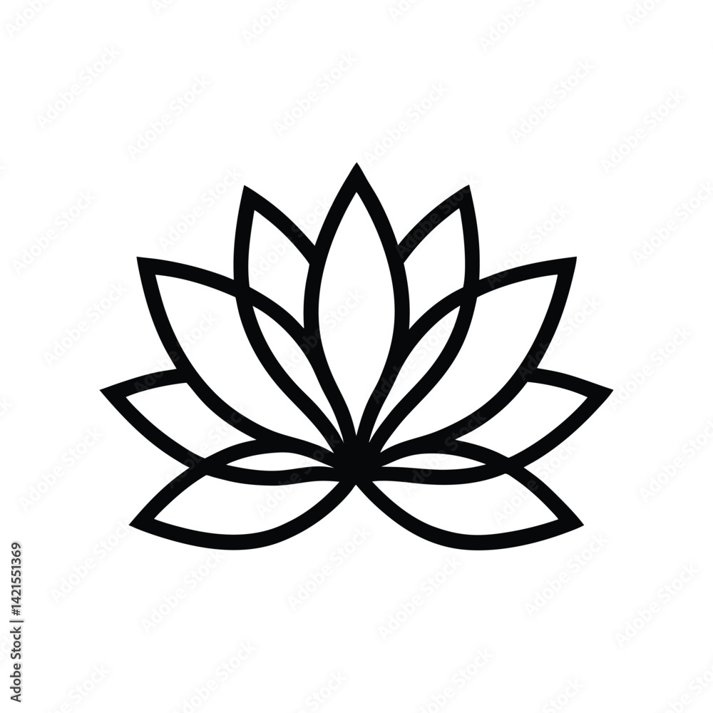 Fototapeta premium delicate lotus flower logo clean outline vector art silhouette