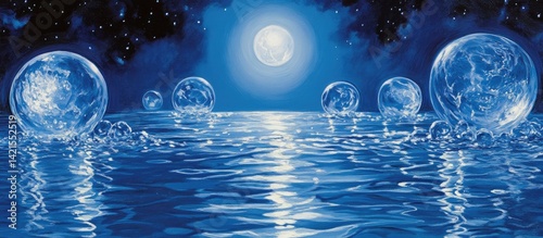 Obraz na płótnie Floating Worlds in a Blue Sea w salonie