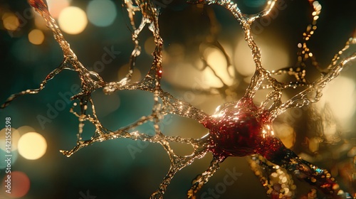 Obraz na płótnie Intricate neuron cell structure, glowing soma, detailed axon branches w salonie