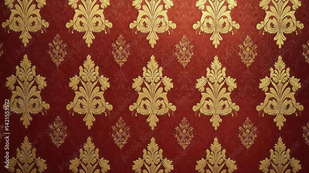 Rich burgundy wallpaper with gold damask pattern Rich burgundy wallpaper with gold damask pattern