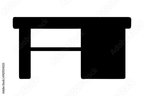 Modern Minimalist Desk Icon - Silhouette
