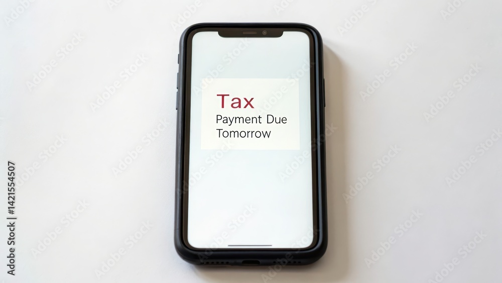 Fototapeta premium Tax payment reminder displayed on a smartphone screen.