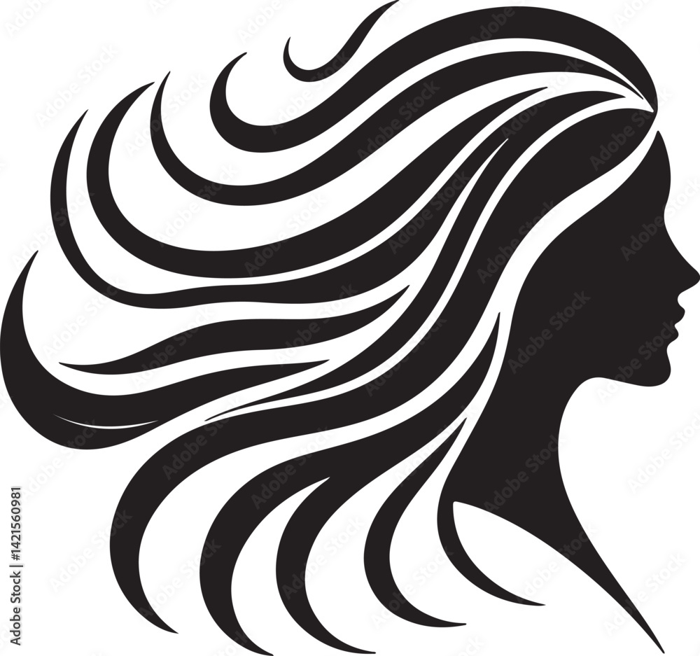 Obraz premium Stylized Woman Profile with Nature-Inspired Hair Design 