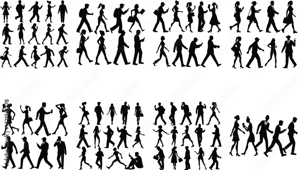 Fototapeta premium People Vector Silhoette Bundle Set Collection