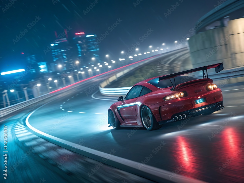 Night city traffic shows blurred car lights in fast motion on the highway Night city traffic shows blurred car lights in fast motion on the highway