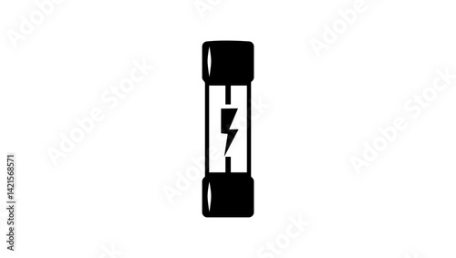 Electrical fuse symbol, black isolated silhouette
