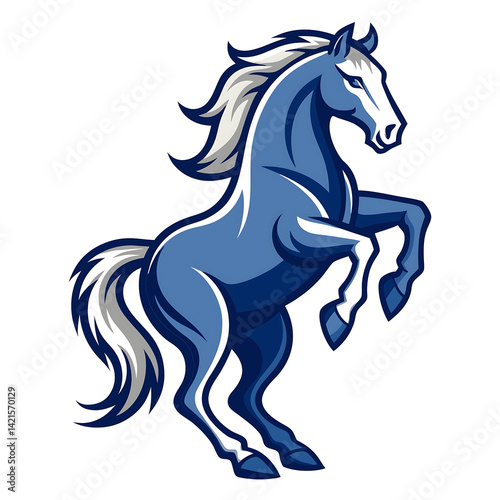 A Design of Rearing horse full body, mascot logo icon design on white