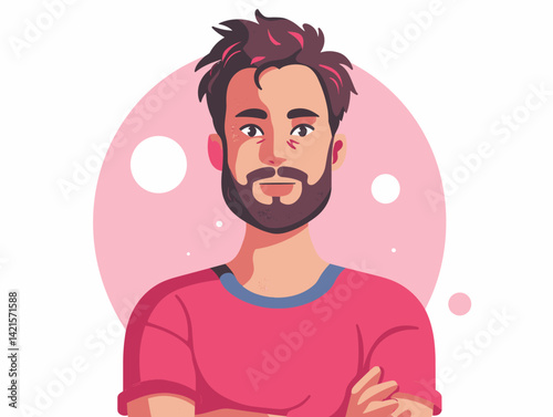 young man with beard avatar character vector illustration designicon vector illustration design