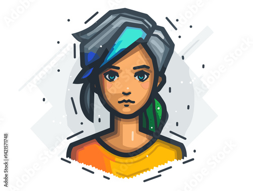 Portrait of a girl with a turban on her head. Vector illustration
