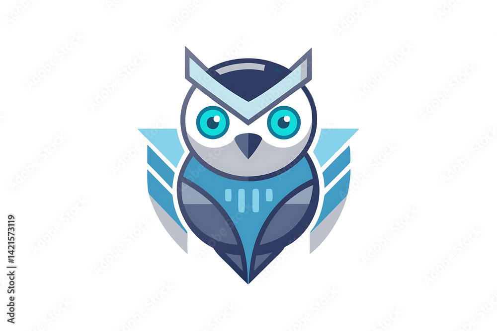 Fototapeta premium Flat and Minimal Owl futuristic in tech Logo icon design