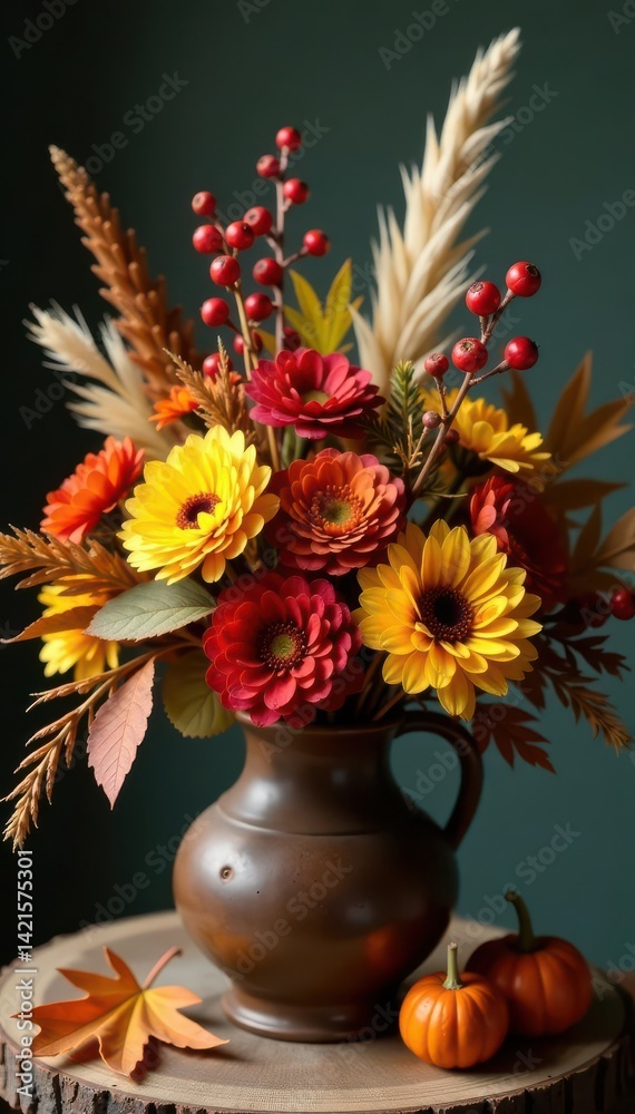custom made wallpaper toronto digitalRustic bouquet of autumn blooms, dried grasses, and berries , home decor, fall flowers, thanksgiving