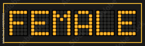 Orange color led banner in word female on black background