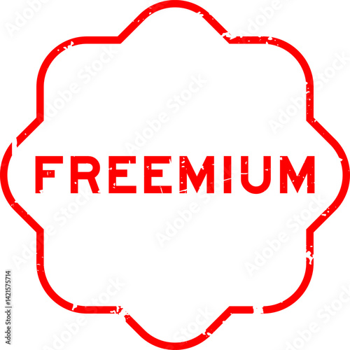 Grunge red freemium word rubber seal stamp on white background