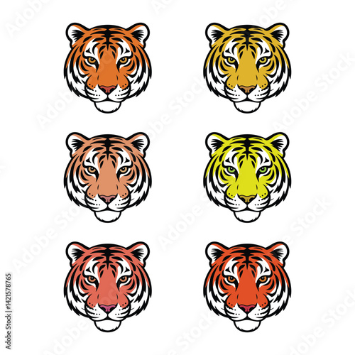 simple minimalist tiger head on white background,Simple vector icons,Vector illustration