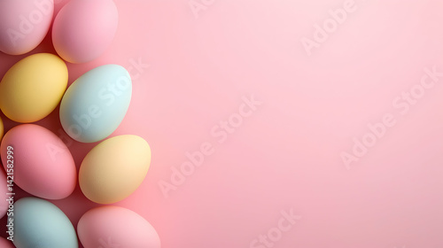Pastel Easter Eggs on Pink Background