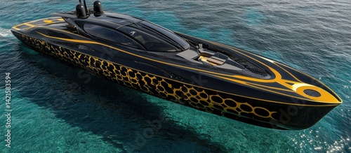 Luxurious Black and Gold Speedboat