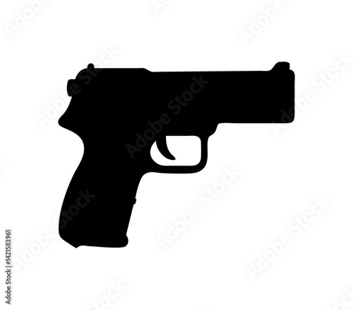 Hand gun silhouette on white background vector illustration