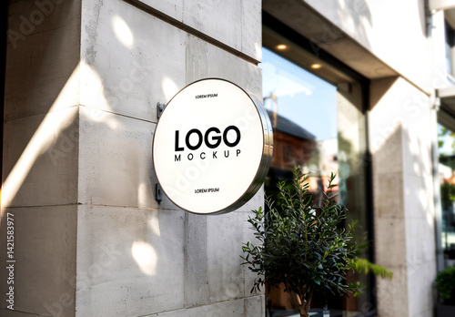 Circular Street Sign Mockup